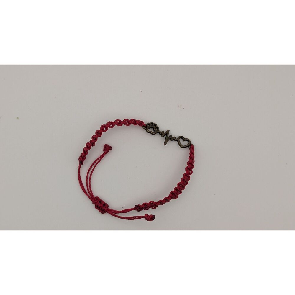Red Paw Print Heart Beat Bracelet